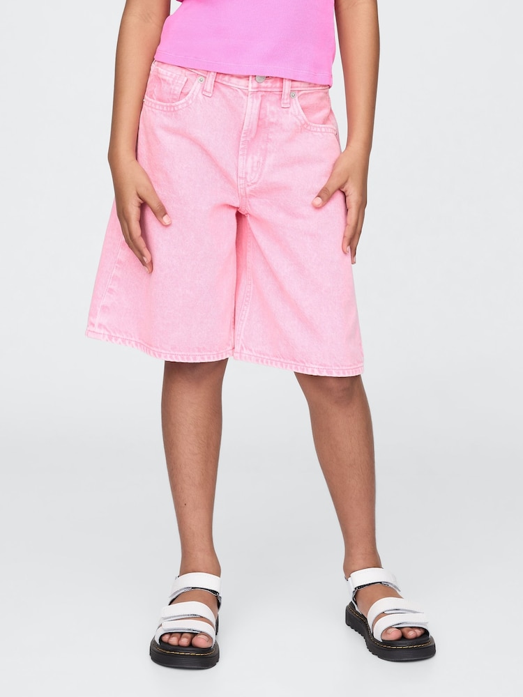 Gap Pink Mid Waisted Longline Denim Shorts (5-13yrs) - Image 1 of 5