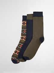 Barbour® Green Case Fairisle 3 Pack Socks Gift Box Set - Image 1 of 4