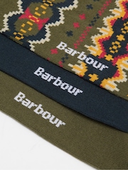 Barbour® Green Case Fairisle 3 Pack Socks Gift Box Set - Image 3 of 4