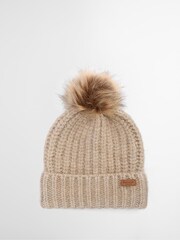 Barbour® Beige Saltburn Pom Beanie Hat & Scarf Gift Box Set - Image 3 of 7
