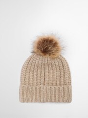 Barbour® Beige Saltburn Pom Beanie Hat & Scarf Gift Box Set - Image 4 of 7