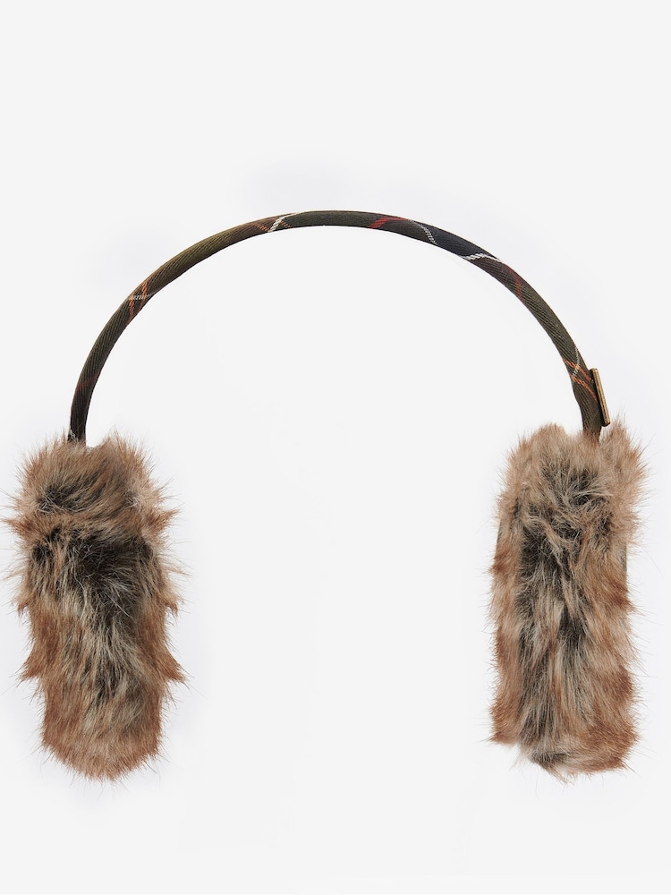 Barbour® Green Faux Fur Barrhill Ear Muffs - Image 2 of 5 Barbour® Green Faux Fur Barrhill Ear Muffs - Image 2 of 5