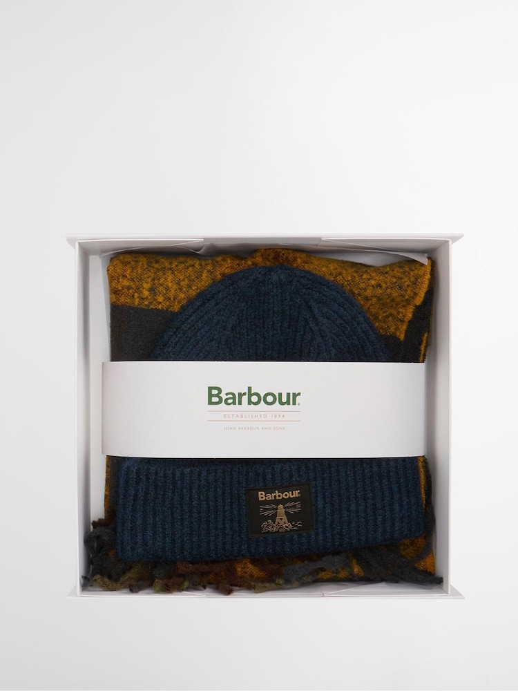 Barbour® Green Westerdale Beanie Hat & Scarf Gift Box Set - Image 2 of 8 Barbour® Green Westerdale Beanie Hat & Scarf Gift Box Set - Image 2 of 8