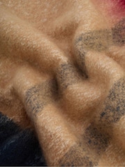 Barbour® Brown Tartan Isla Boucle Chunky Scarf - Image 4 of 5
