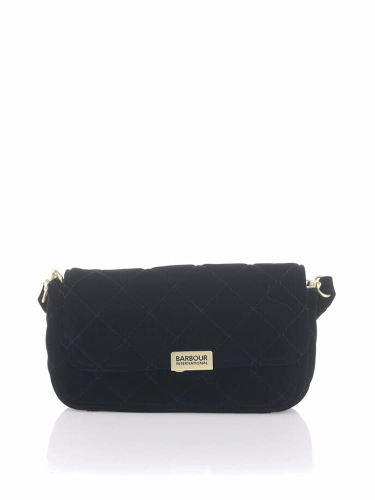 Barbour® International Black Quilted Velvet Mini Soho Crossbody Bag - Image 4 of 4 Barbour® International Black Quilted Velvet Mini Soho Crossbody Bag - Image 4 of 4