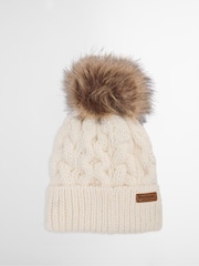 Barbour® Cream Penshaw Pom Beanie Hat & Scarf Gift Box Set - Image 2 of 7