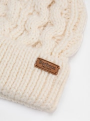Barbour® Cream Penshaw Pom Beanie Hat & Scarf Gift Box Set - Image 6 of 7