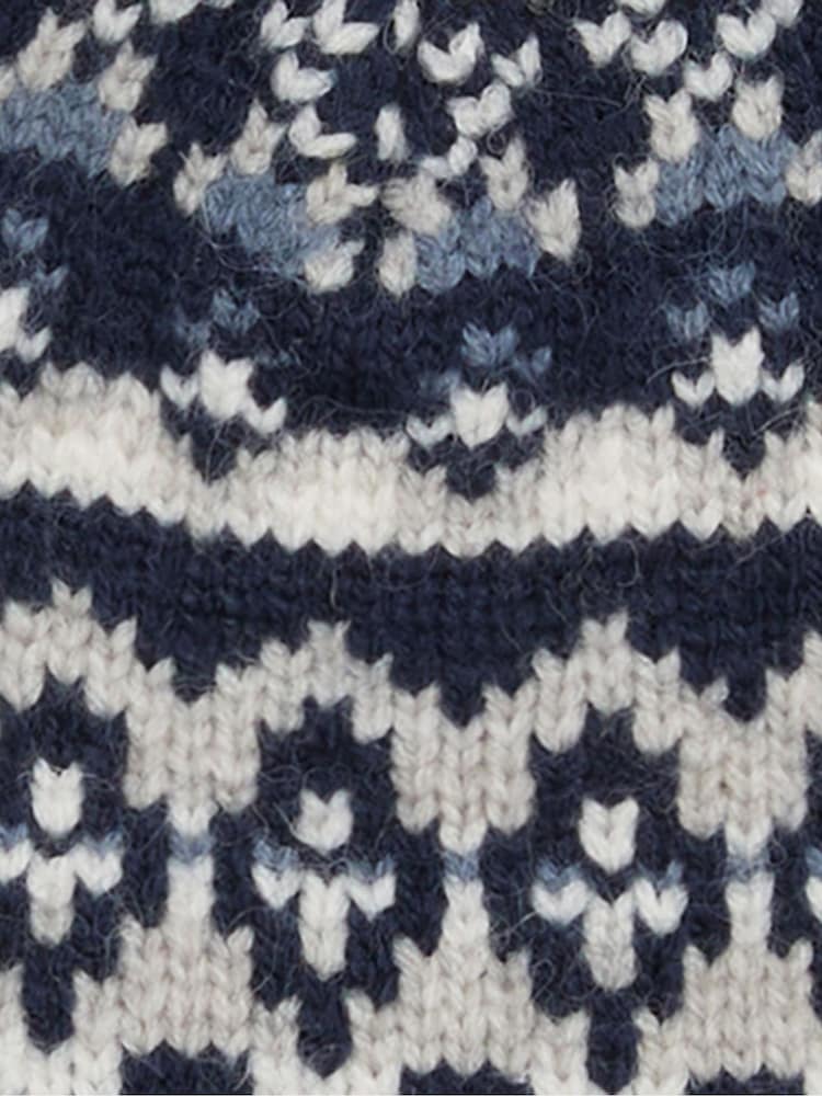 Barbour® Blue Marlow Fairisle Pom Beanie Hat - Image 4 of 4