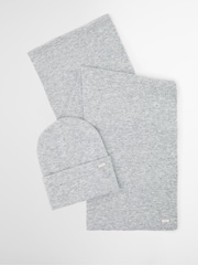 Barbour® Grey Winona Beanie Hat & Scarf Gift Box Set - Image 1 of 7