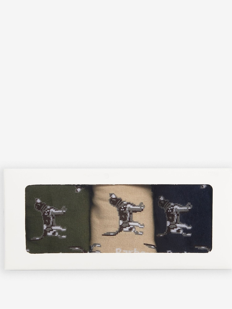 Barbour® Blue Pointer Dog 3 Pack Socks Gift Box Set - Image 2 of 4