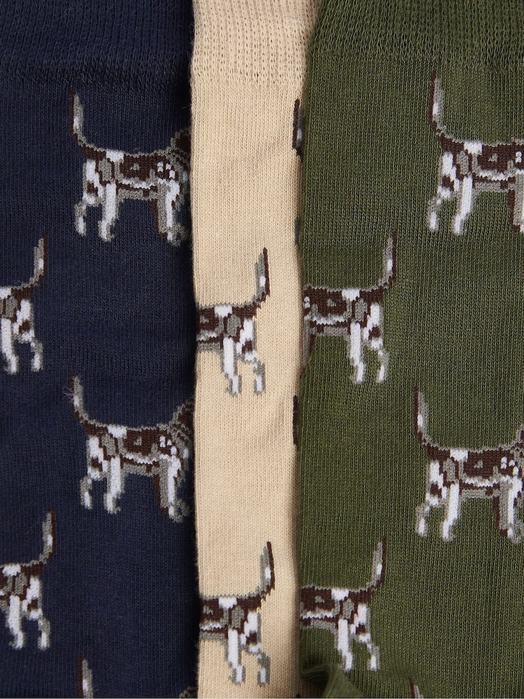Barbour® Blue Pointer Dog 3 Pack Socks Gift Box Set - Image 4 of 4