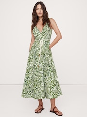 Banana Republic Green Floral Cotton Poplin Wrap Maxi Dress - Image 1 of 5