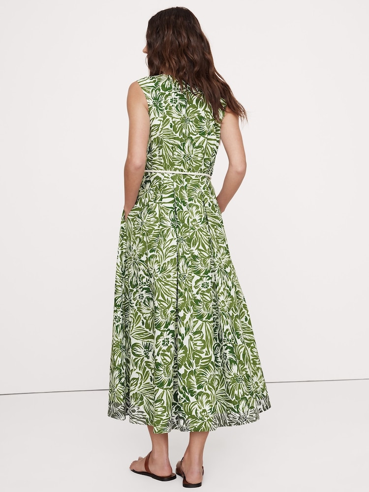 Banana Republic Green Floral Cotton Poplin Wrap Maxi Dress - Image 2 of 5