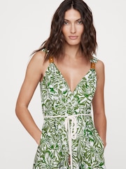 Banana Republic Green Floral Cotton Poplin Wrap Maxi Dress - Image 3 of 5