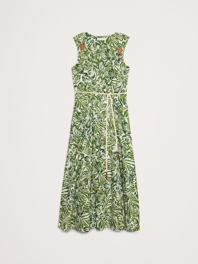 Banana Republic Green Floral Cotton Poplin Wrap Maxi Dress - Image 5 of 5