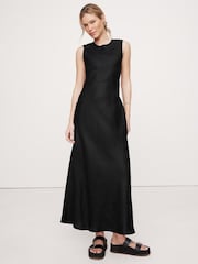 Banana Republic Black Backless Linen Maxi Dress - Image 1 of 1
