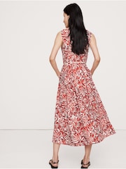 Banana Republic Red Floral Cotton Poplin Wrap Maxi Dress - Image 2 of 4