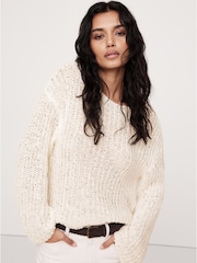 Banana Republic White Oversized Scoop-Back Jumper - Image 1 of 5