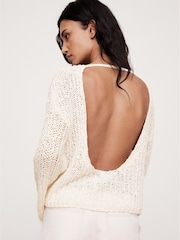 Banana Republic White Oversized Scoop-Back Jumper - Image 2 of 5