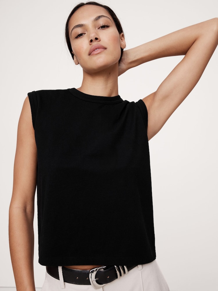 Banana Republic Black Vintage Cotton Muscle Tank - Image 1 of 1