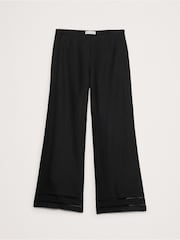Banana Republic Black 100% Linen Mid-Rise Lace-Trim Ankle Trousers - Image 4 of 4