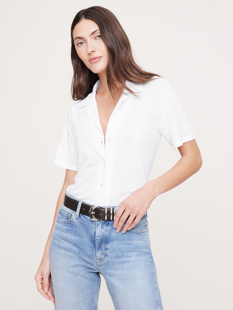 Banana Republic White Linen Resort Shirt - Image 1 of 1