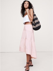 Banana Republic Pink Drop Waist Tiered Maxi Skirt - Image 1 of 1