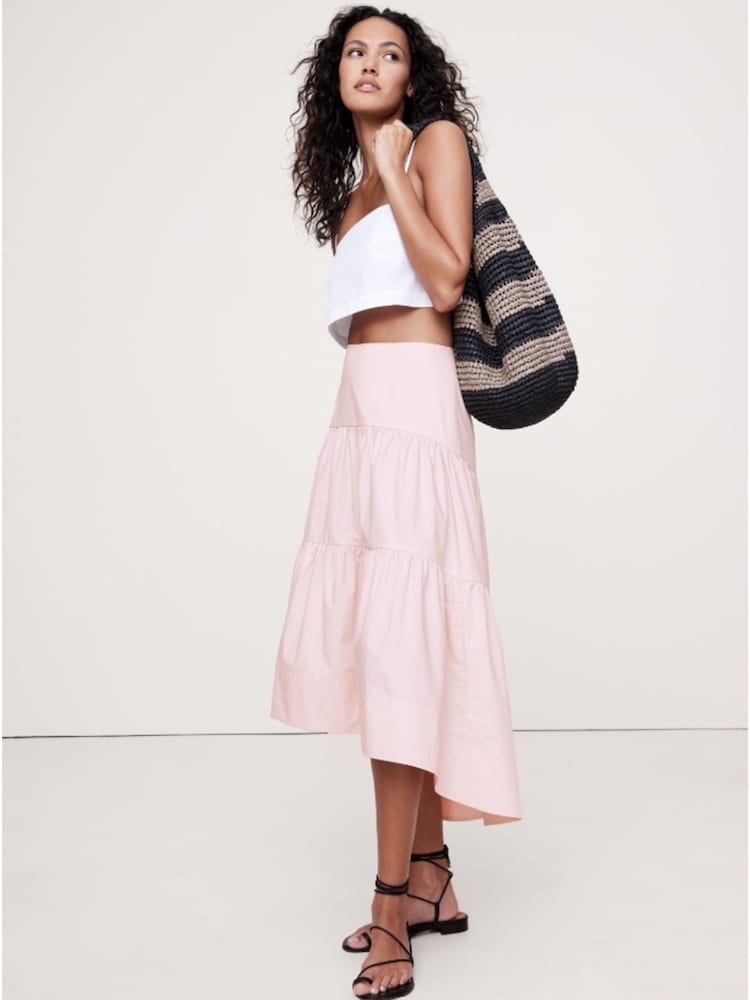 Banana Republic Pink Drop Waist Tiered Maxi Skirt - Image 1 of 1