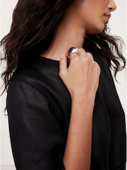Banana Republic Black Linen Boat-Neck Cropped Top - Image 3 of 4