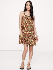 Banana Republic Yellow/Red Floral Viscose-Linen Flounce-Hem Mini Dress - Image 1 of 1