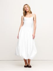 Banana Republic White Strappy Poplin Bubble Midi Dress - Image 1 of 4