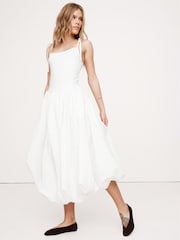 Banana Republic White Strappy Poplin Bubble Midi Dress - Image 2 of 4