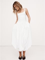 Banana Republic White Strappy Poplin Bubble Midi Dress - Image 3 of 4