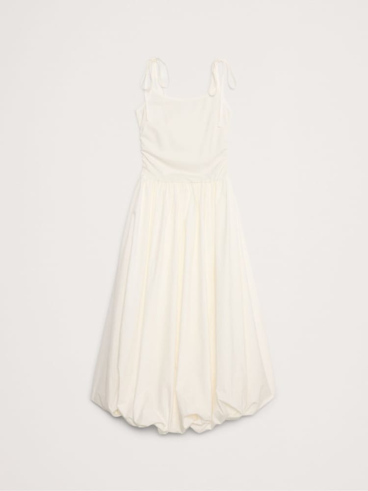 Banana Republic White Strappy Poplin Bubble Midi Dress - Image 4 of 4