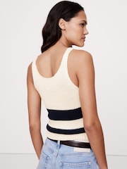 Banana Republic Cream/Navy Stripe Cotton Knit Tank Top - Image 3 of 4