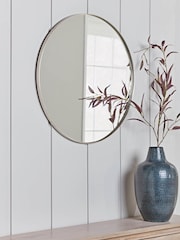 Cox & Cox Antique Silver Slim Frame Round Medium Mirror - Image 1 of 2