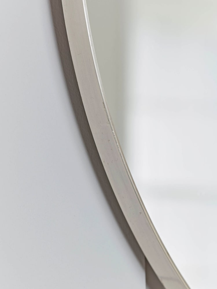 Cox & Cox Antique Silver Slim Frame Round Medium Mirror - Image 2 of 2