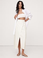 Banana Republic Cream Linen Wrap Maxi Skirt - Image 1 of 4