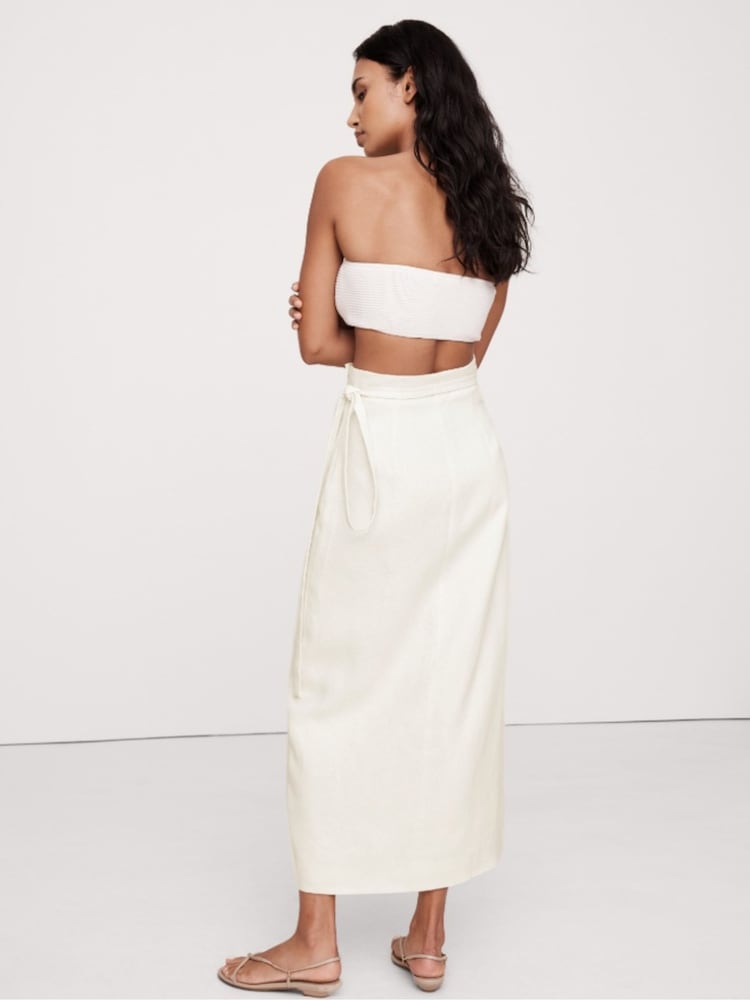 Banana Republic Cream Linen Wrap Maxi Skirt - Image 2 of 4