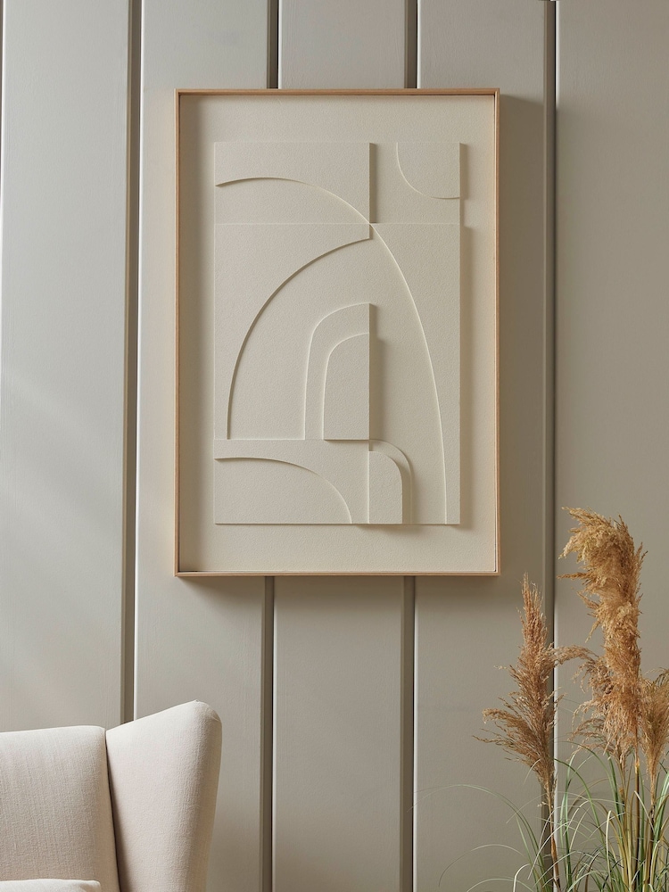 Cox & Cox White Layered Framed Abstract Canvas Wall Art - Image 1 of 4