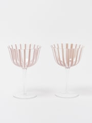 Oliver Bonas Set of 2 Pink Vita Glass Champagne Saucers - Image 1 of 5