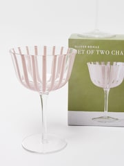 Oliver Bonas Set of 2 Pink Vita Glass Champagne Saucers - Image 3 of 5