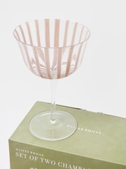 Oliver Bonas Set of 2 Pink Vita Glass Champagne Saucers - Image 4 of 5
