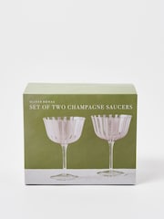 Oliver Bonas Set of 2 Pink Vita Glass Champagne Saucers - Image 5 of 5