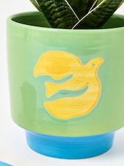 Oliver Bonas Green Bird Plant Pot And Trowel Gardening Gift Set - Image 3 of 6