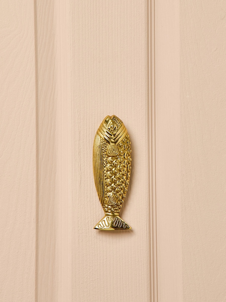 Oliver Bonas Gold Fish Metal Door Knocker - Image 1 of 6