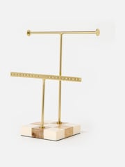Oliver Bonas Natural Chequerboard Resin And Wood Jewellery Stand - Image 2 of 6