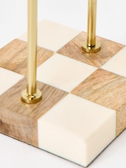 Oliver Bonas Natural Chequerboard Resin And Wood Jewellery Stand - Image 5 of 6