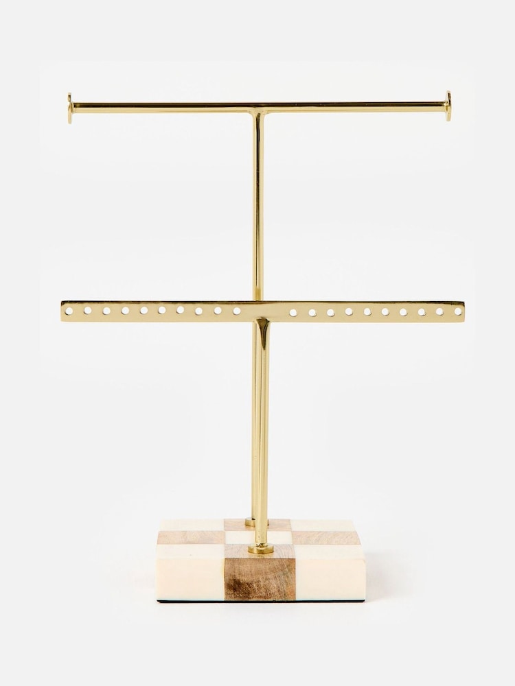 Oliver Bonas Natural Chequerboard Resin And Wood Jewellery Stand - Image 6 of 6