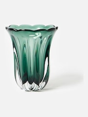 Oliver Bonas Green Assiya Wide Fluted Glass Vase - Image 2 of 5